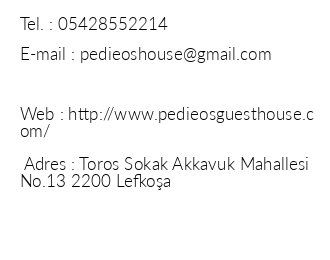 Pedieos Guest House iletiim bilgileri